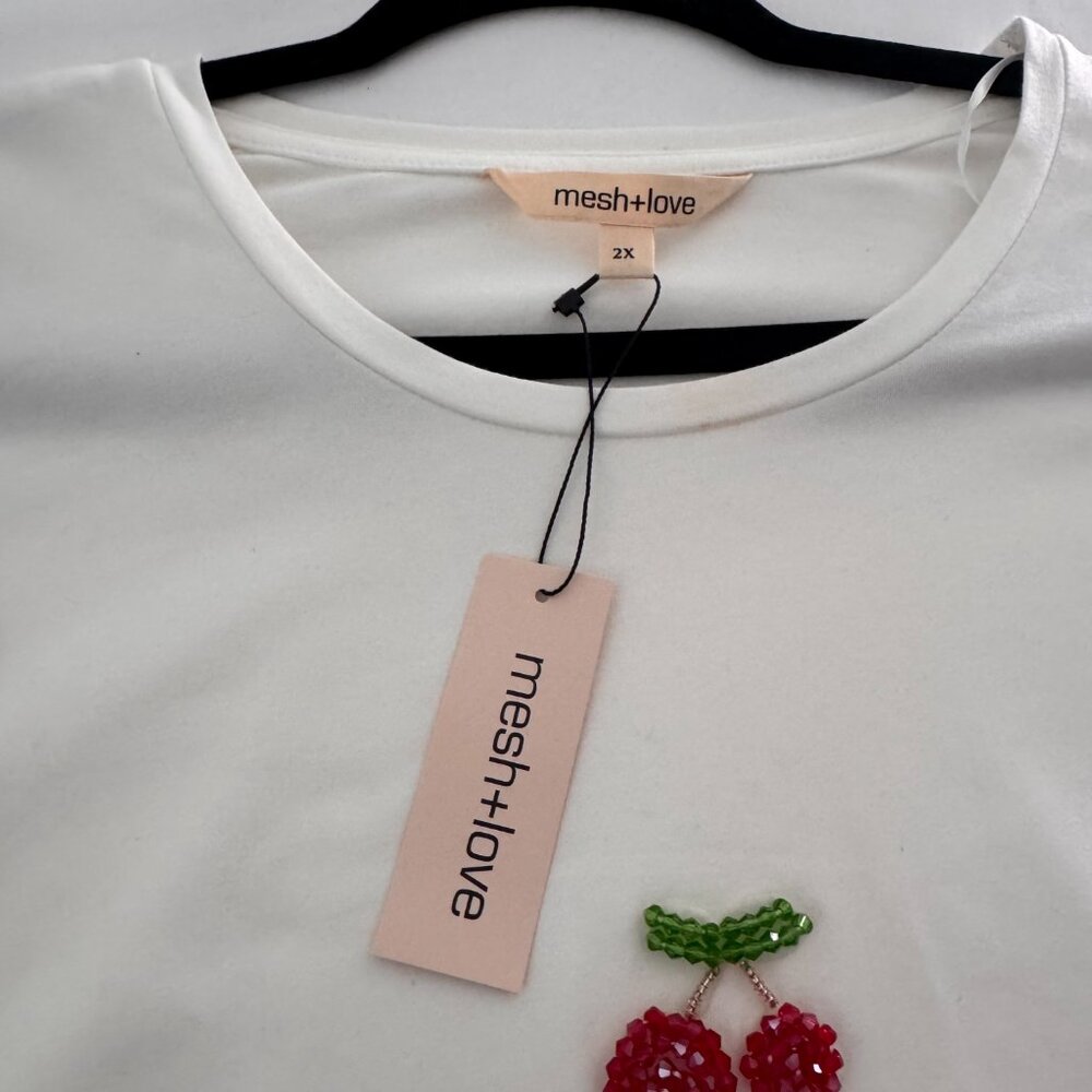 Cherry Embroidered Short Sleeve Top – Size 2X - HS0198 - Picture 5 of 8